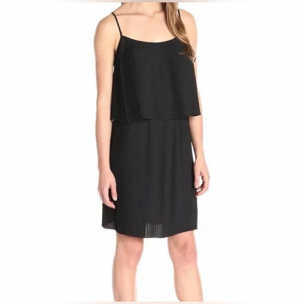 Vince Camuto Black Pleated Tank Dress